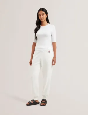 Casy Fitted Half Sleeve Chest Branded Tee Ivory