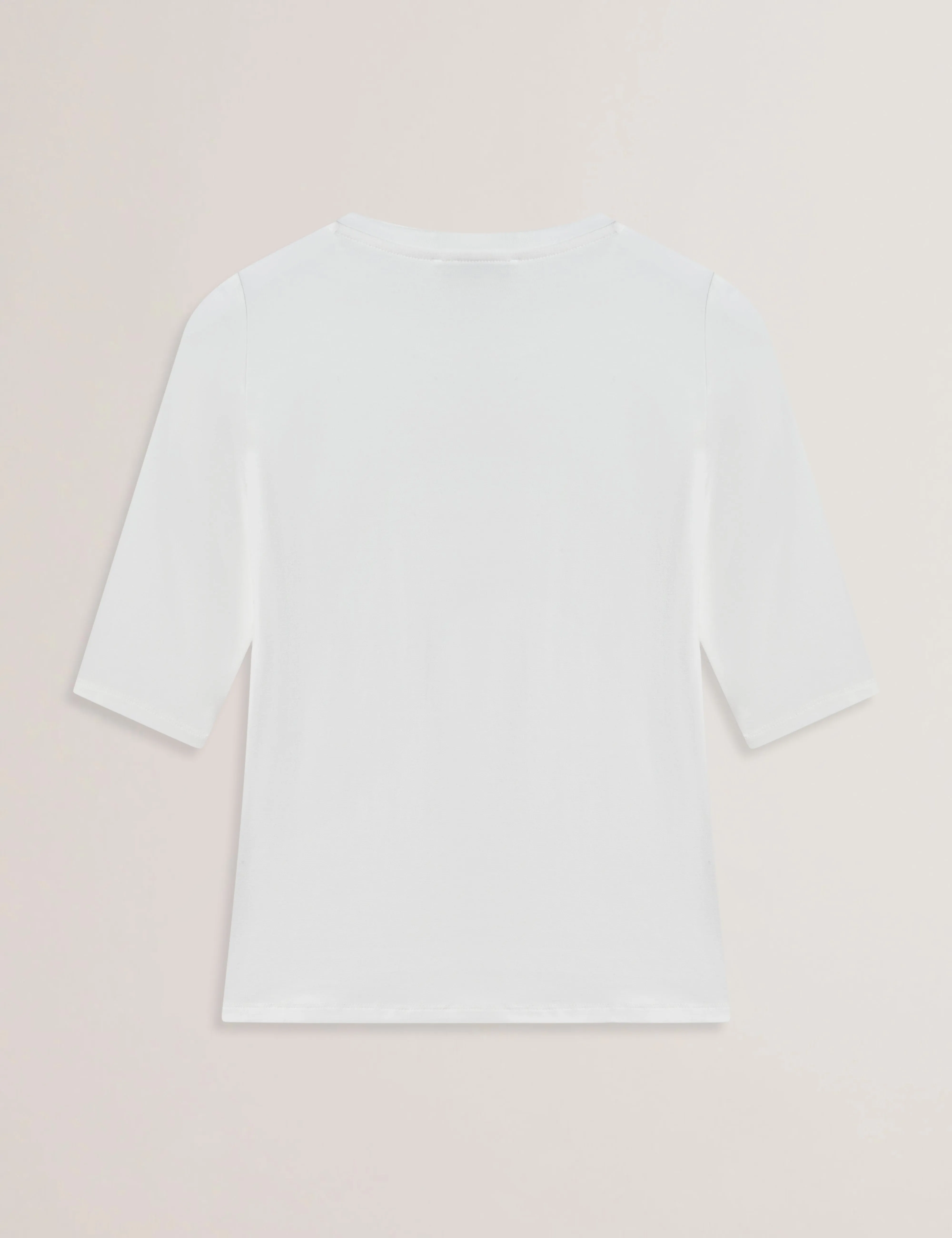 Casy Fitted Half Sleeve Chest Branded Tee Ivory