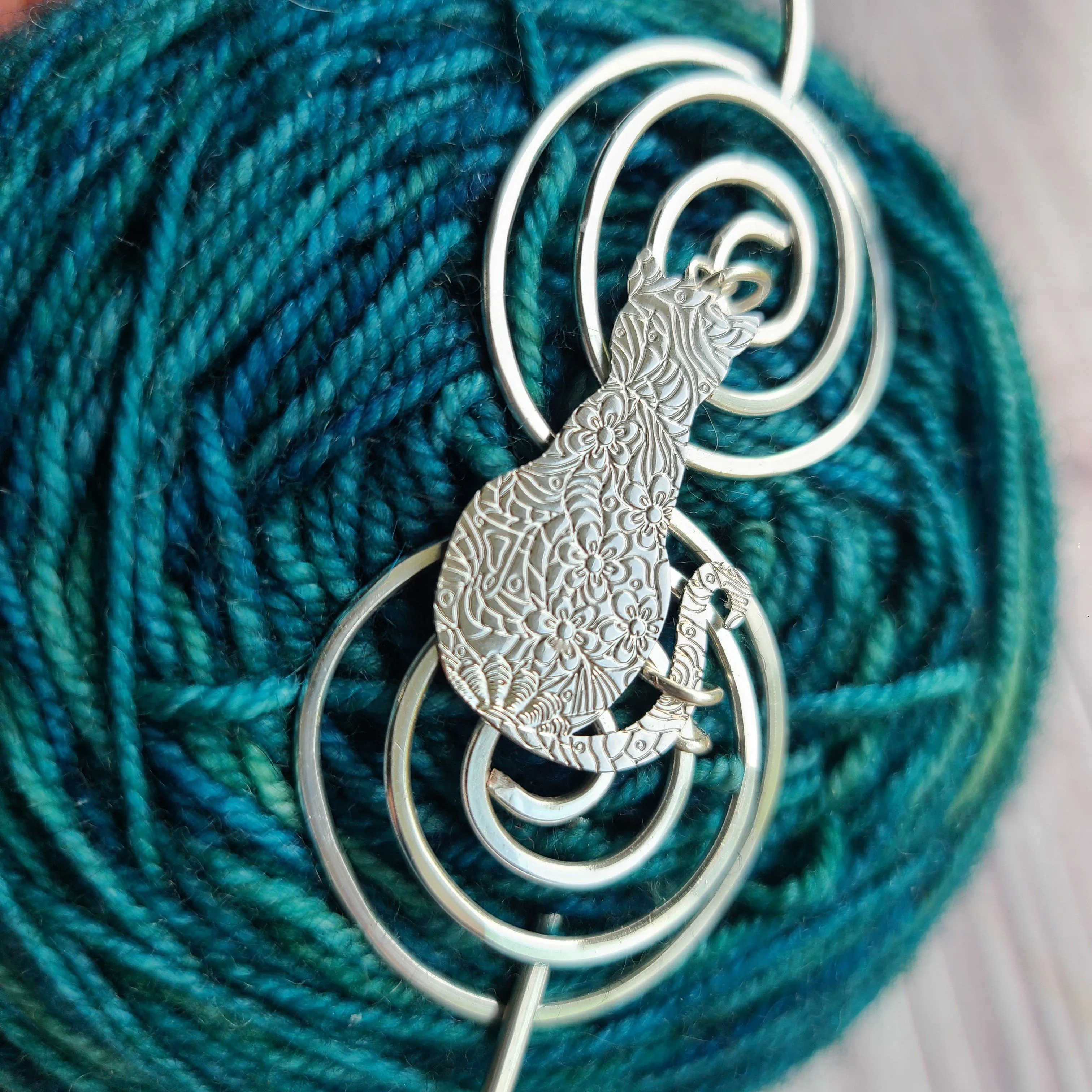 Cat Shawl Pin - Charmed Silver