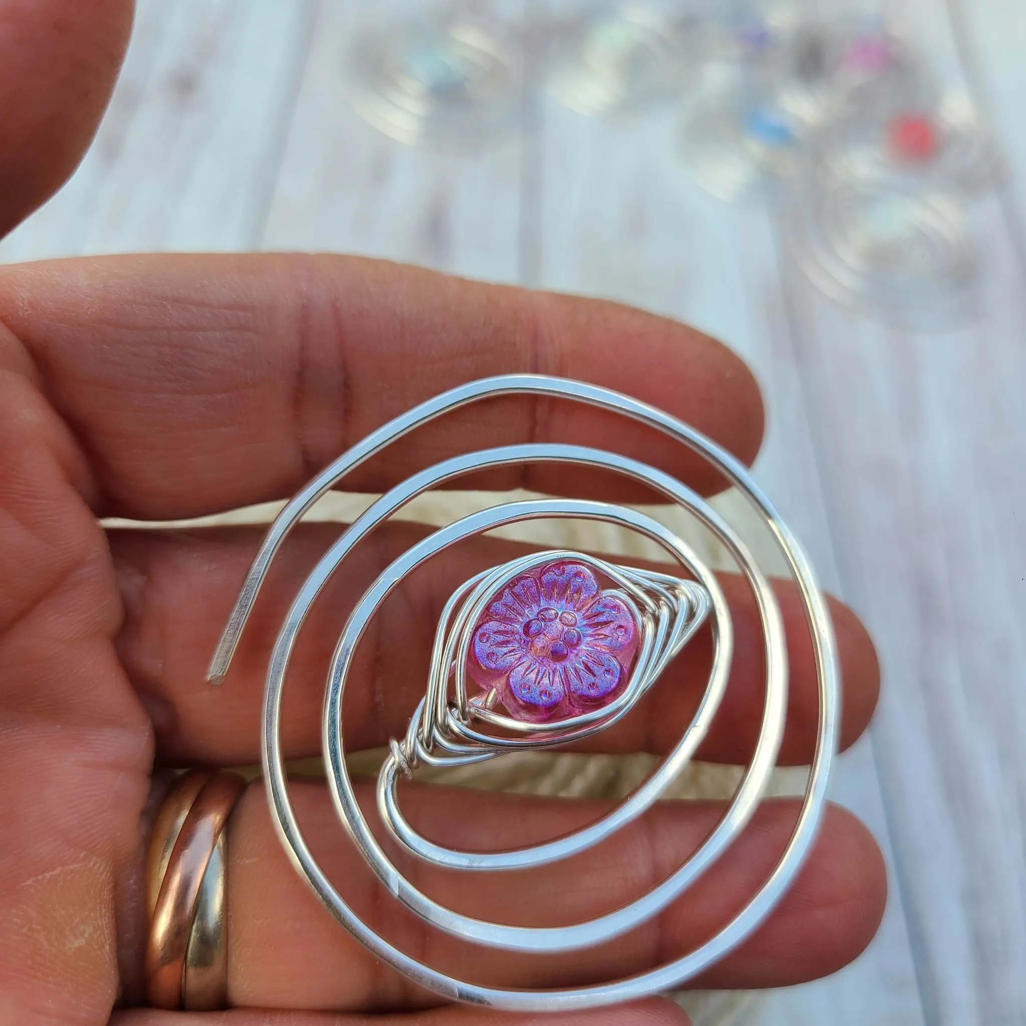 Cosmos Flower Shawl Pin - Twirl Silver