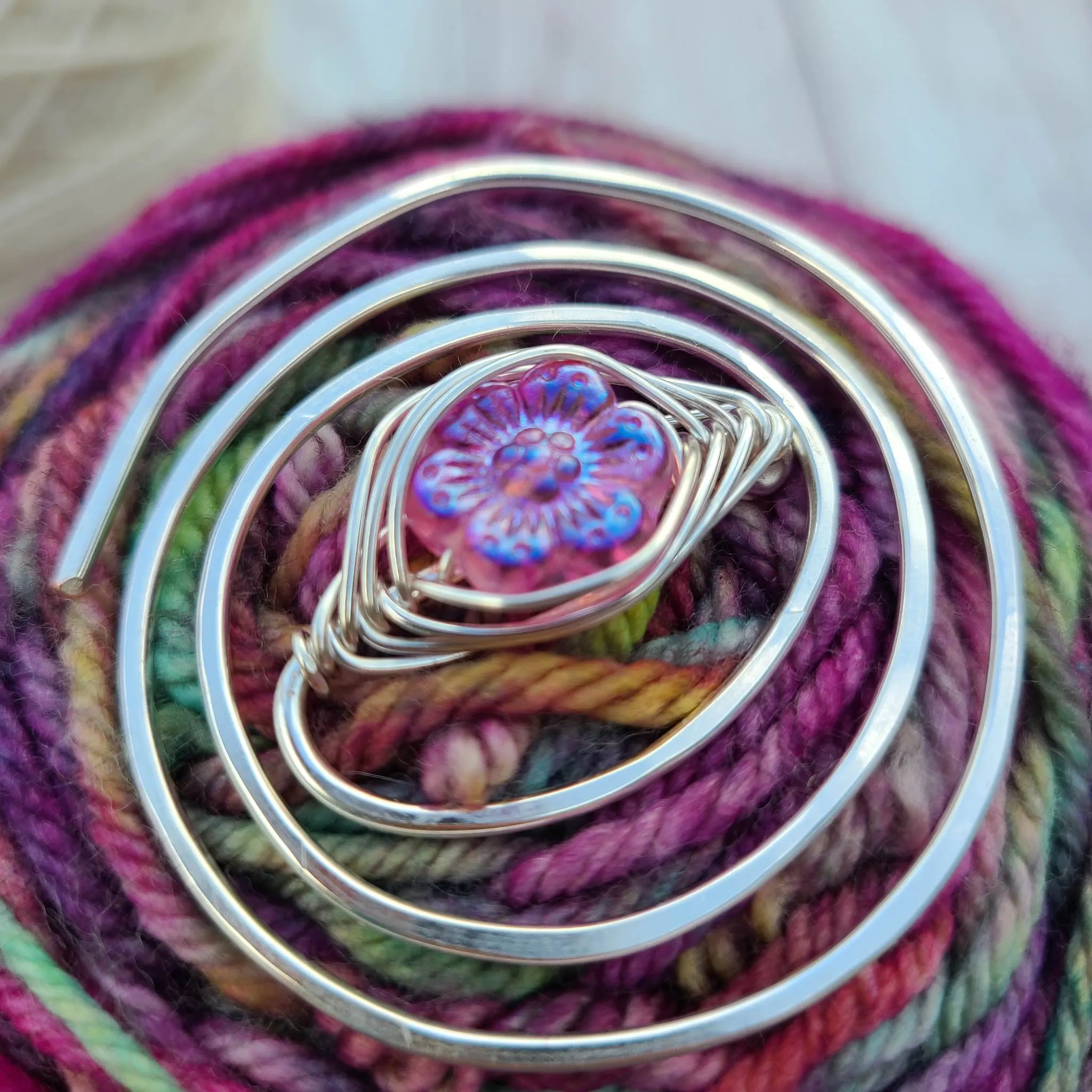 Cosmos Flower Shawl Pin - Twirl Silver