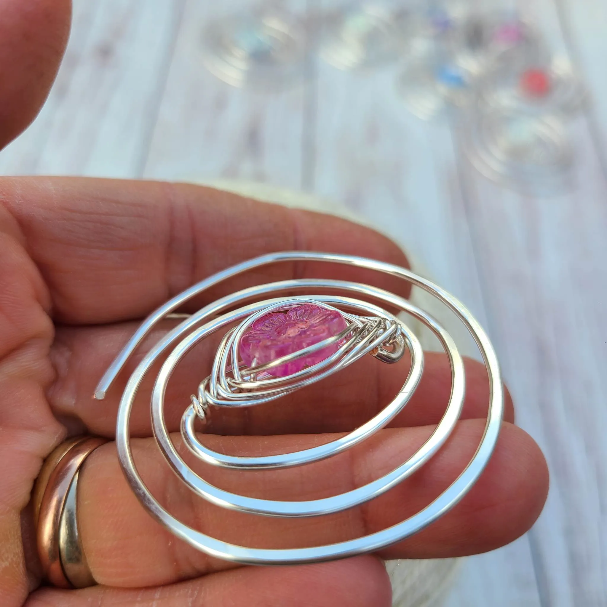 Cosmos Flower Shawl Pin - Twirl Silver