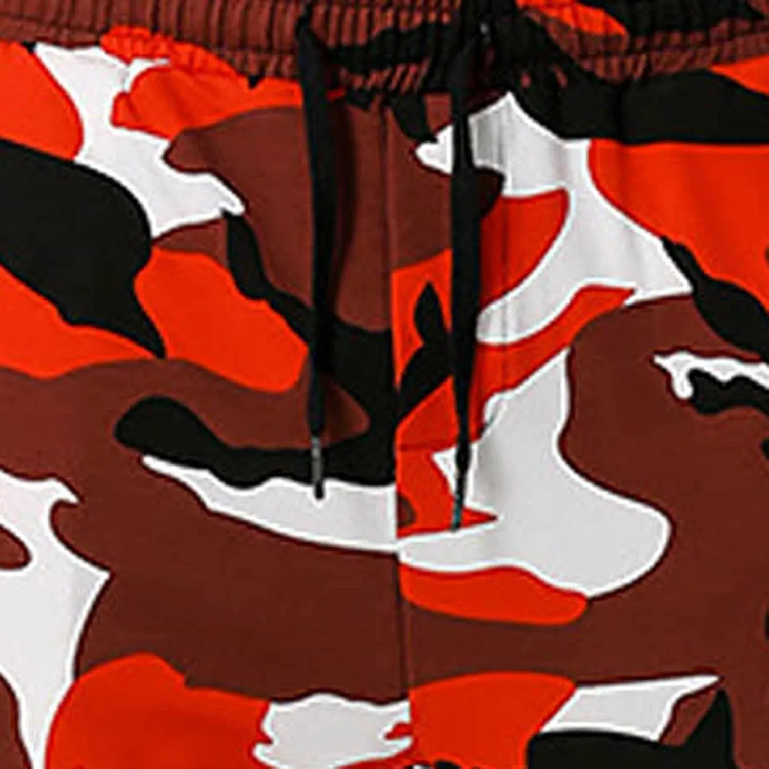 Cotton Men's Camo Jogger Pants Elastic Waist Drawstring Slim Fit Cargo Pockets Breathable Casual Outdoor Workout