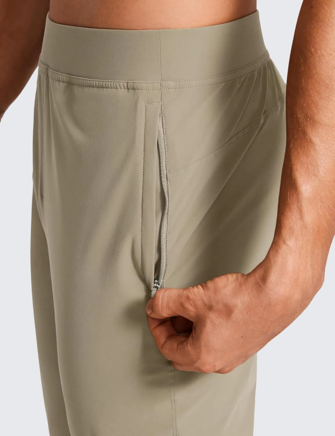 CRZ YOGA Athletic Joggers for Men - 29" Lightweight Running Training Pants with Zip Pockets and Ankle Zippers