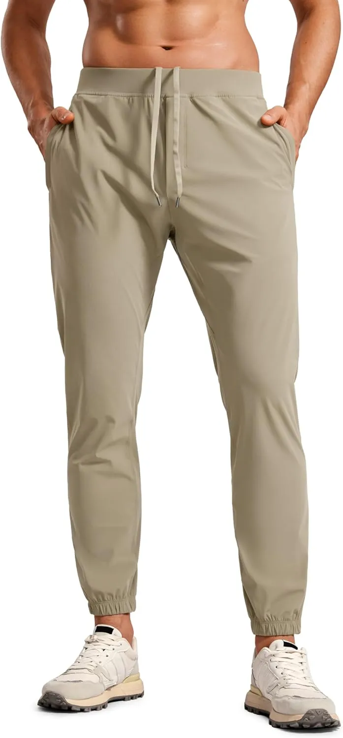 CRZ YOGA Athletic Joggers for Men - 29" Lightweight Running Training Pants with Zip Pockets and Ankle Zippers