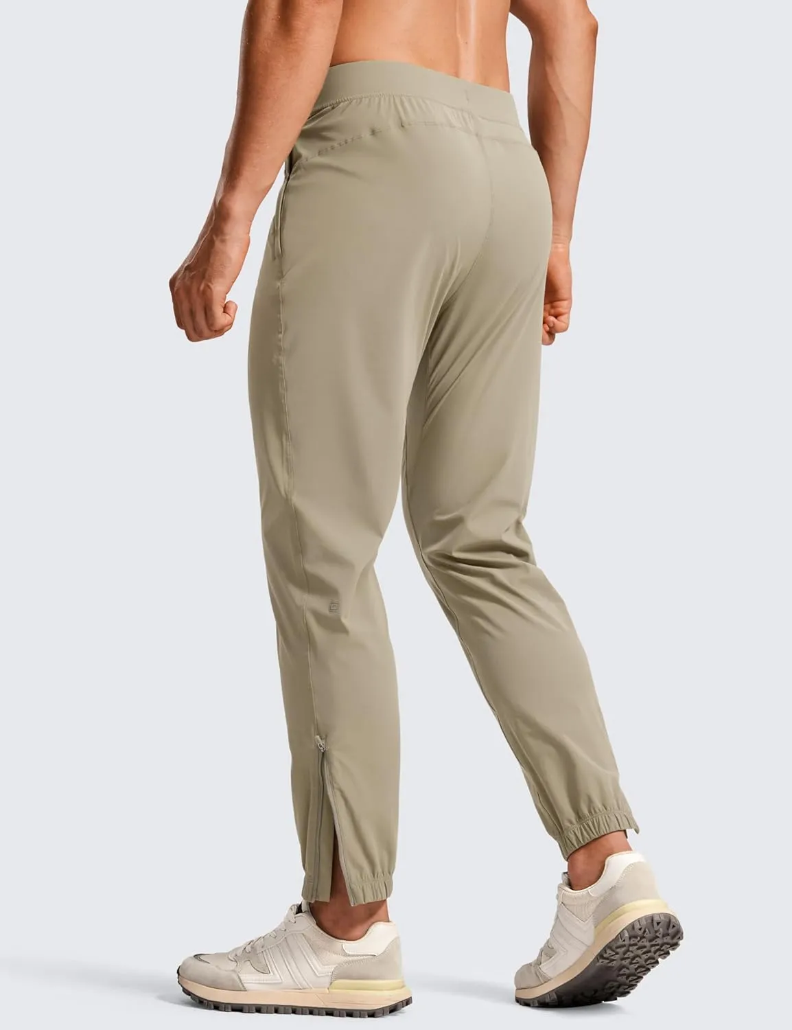 CRZ YOGA Athletic Joggers for Men - 29" Lightweight Running Training Pants with Zip Pockets and Ankle Zippers
