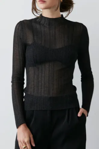 Dane Mock Neck Sheer Top