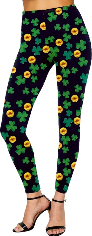 Deerose Women Mardi Gras Leggings Irish Shamrock High Waist Legging