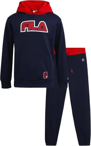 Fila Boys' Sweatsuit Set - 2 Piece Athletic Hoodie Sweatshirt and Active Jogger Sweatpants - Boys Activewear Jogset (8-12)