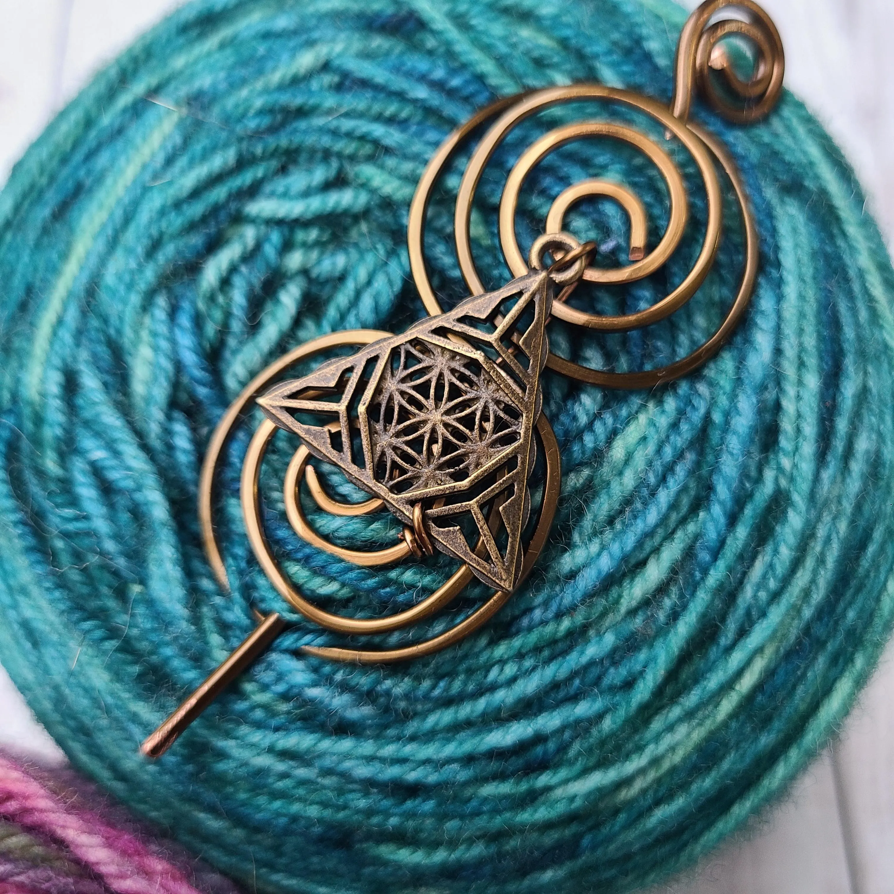 Filigree Triangle Shawl Pin - Charmed Vintage Bronze
