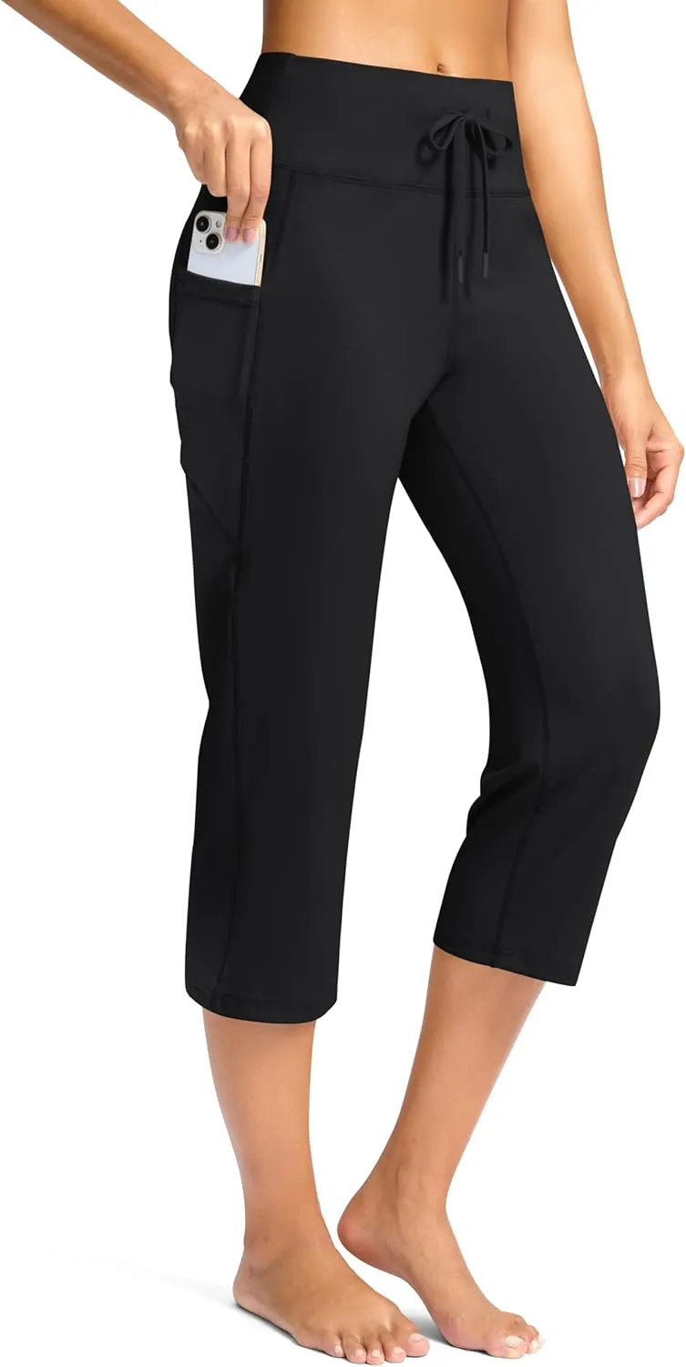 G Gradual Yoga Capri Pants for Women with Pockets High Waist Capris Leggings Tummy Control Straight Workout Summer Crop Pants