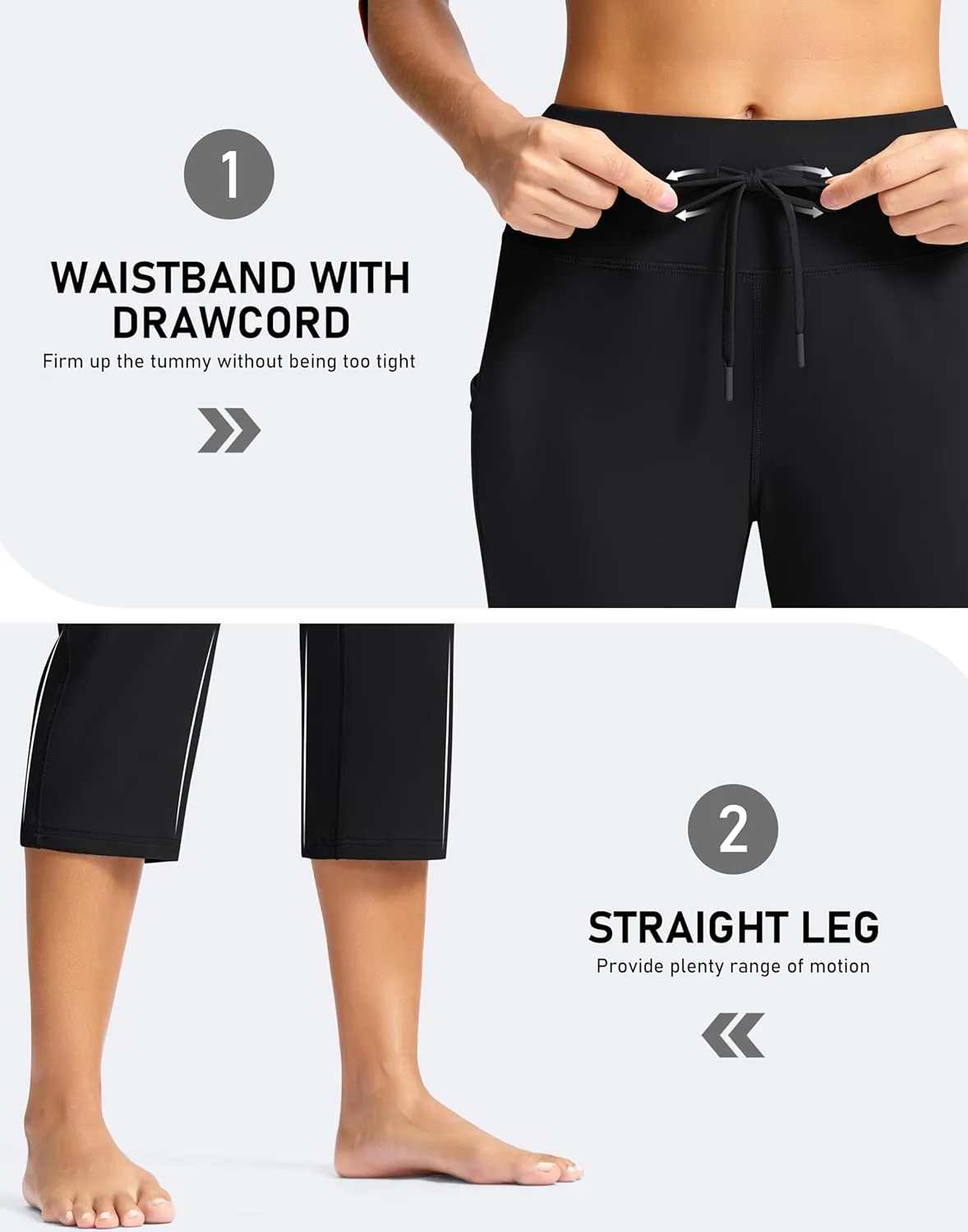 G Gradual Yoga Capri Pants for Women with Pockets High Waist Capris Leggings Tummy Control Straight Workout Summer Crop Pants