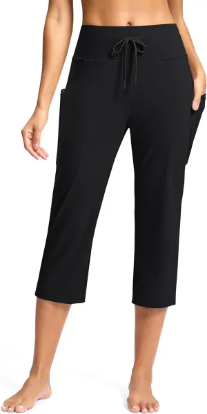 G Gradual Yoga Capri Pants for Women with Pockets High Waist Capris Leggings Tummy Control Straight Workout Summer Crop Pants