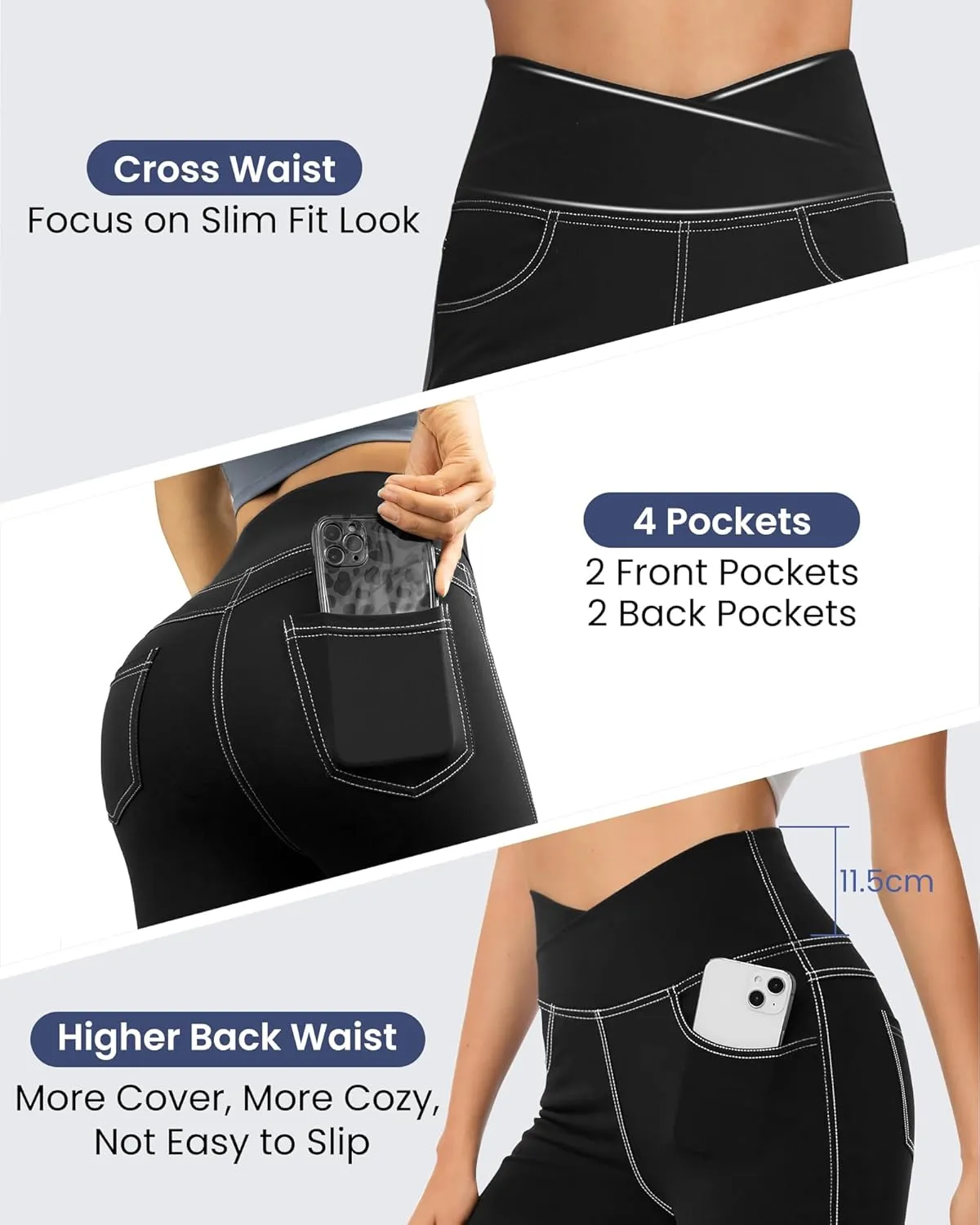 G4Free Bootcut Capri Yoga Pants with 4 Pockets for Women Summer Tummy Control High Waist Capris