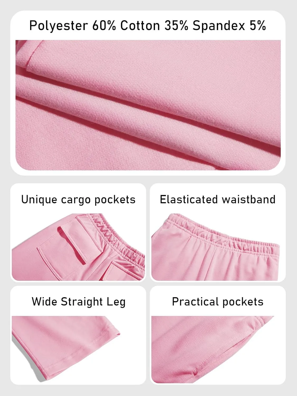 Girls Kids Cargo Sweatpants Wide Straight Leg Jogger Pants 5-14 Years