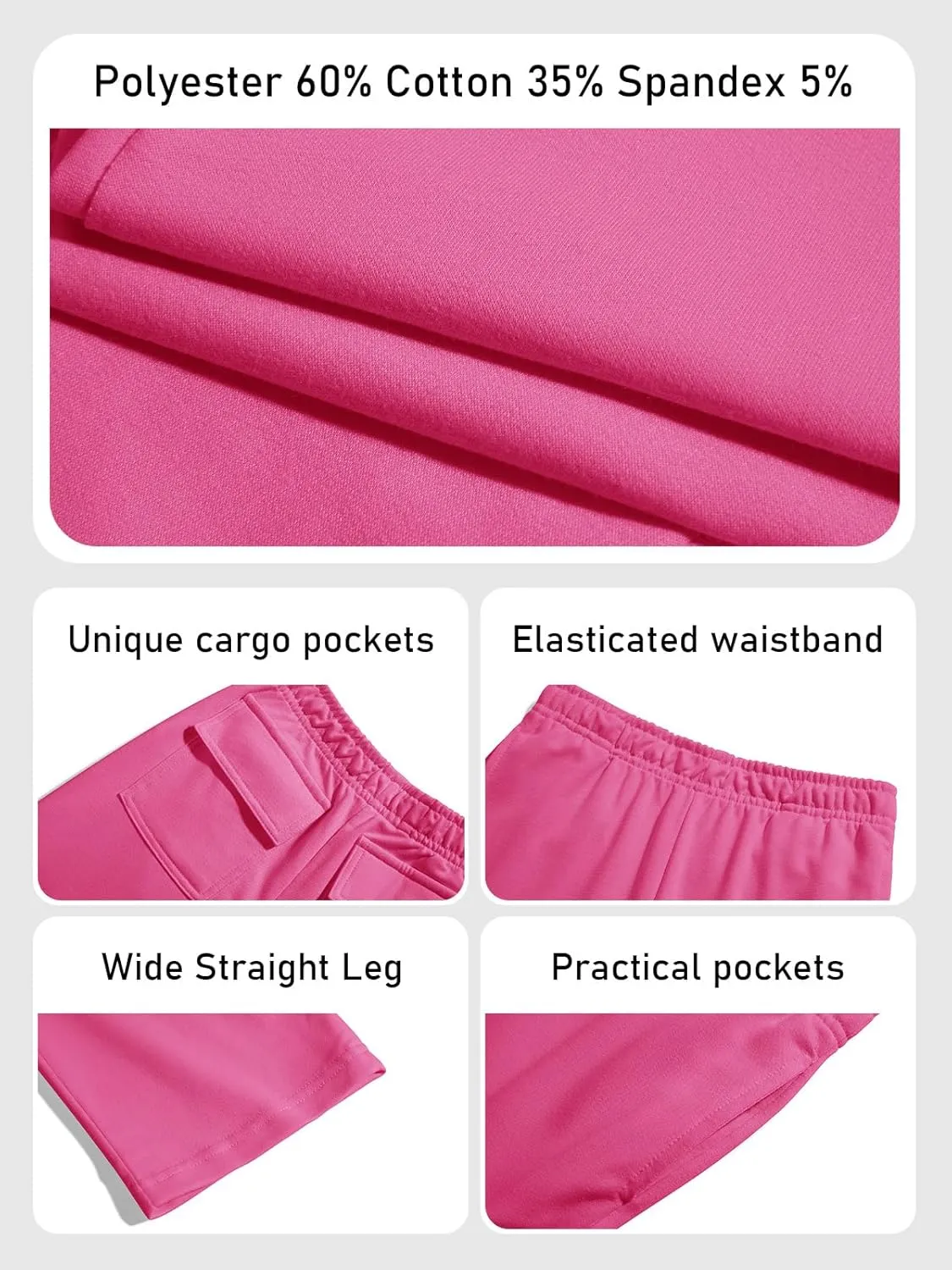 Girls Kids Cargo Sweatpants Wide Straight Leg Jogger Pants 5-14 Years