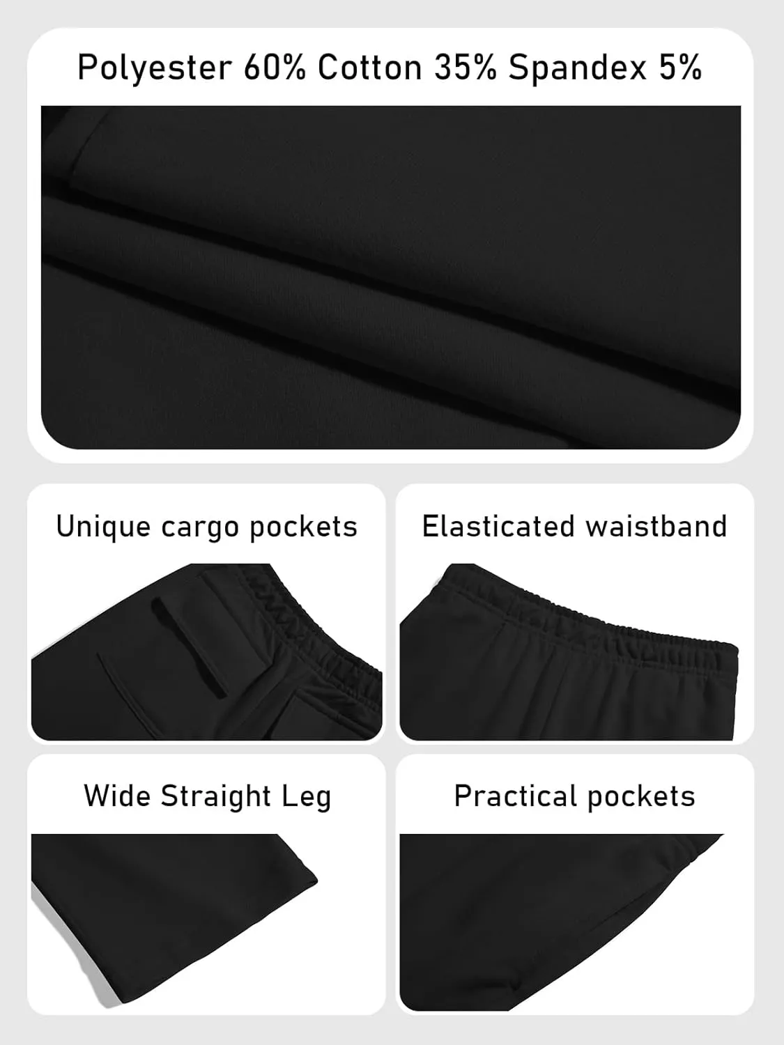 Girls Kids Cargo Sweatpants Wide Straight Leg Jogger Pants 5-14 Years