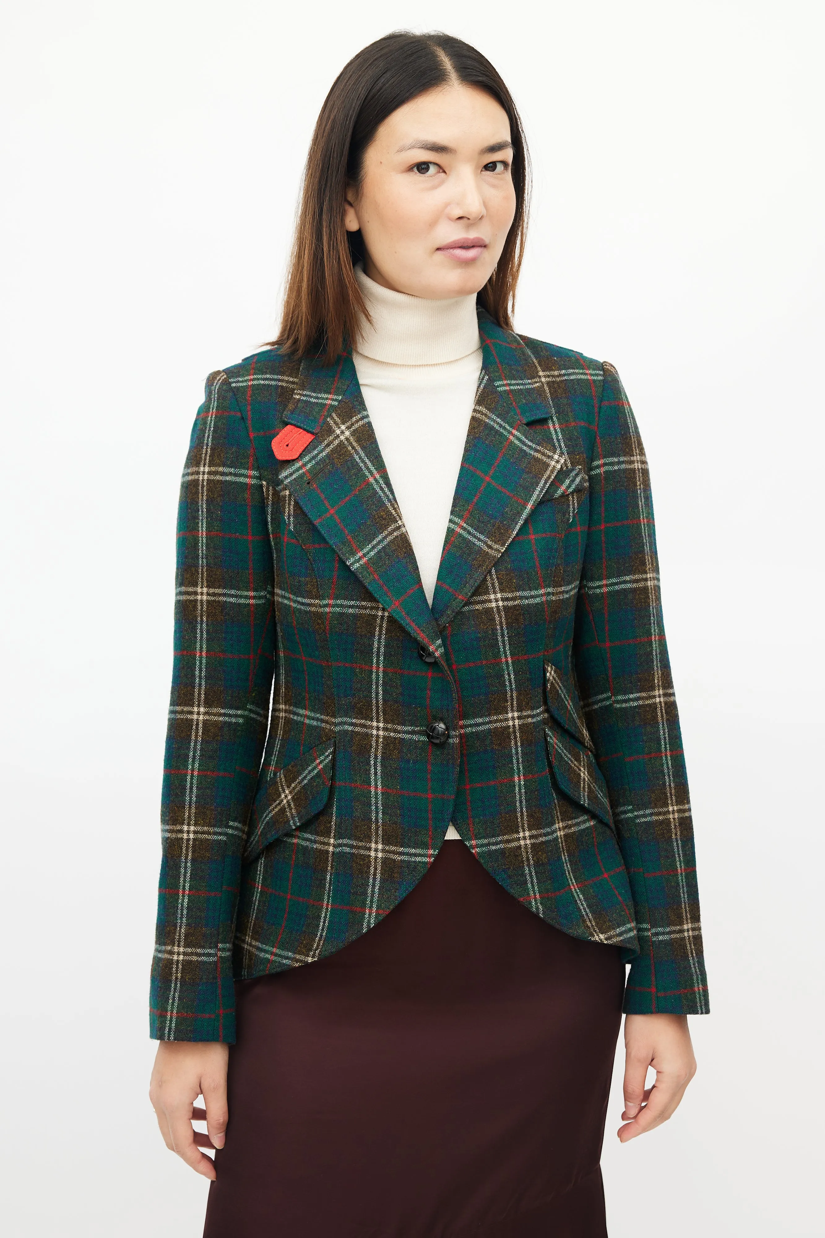 Green & Red Wool Plaid Blazer