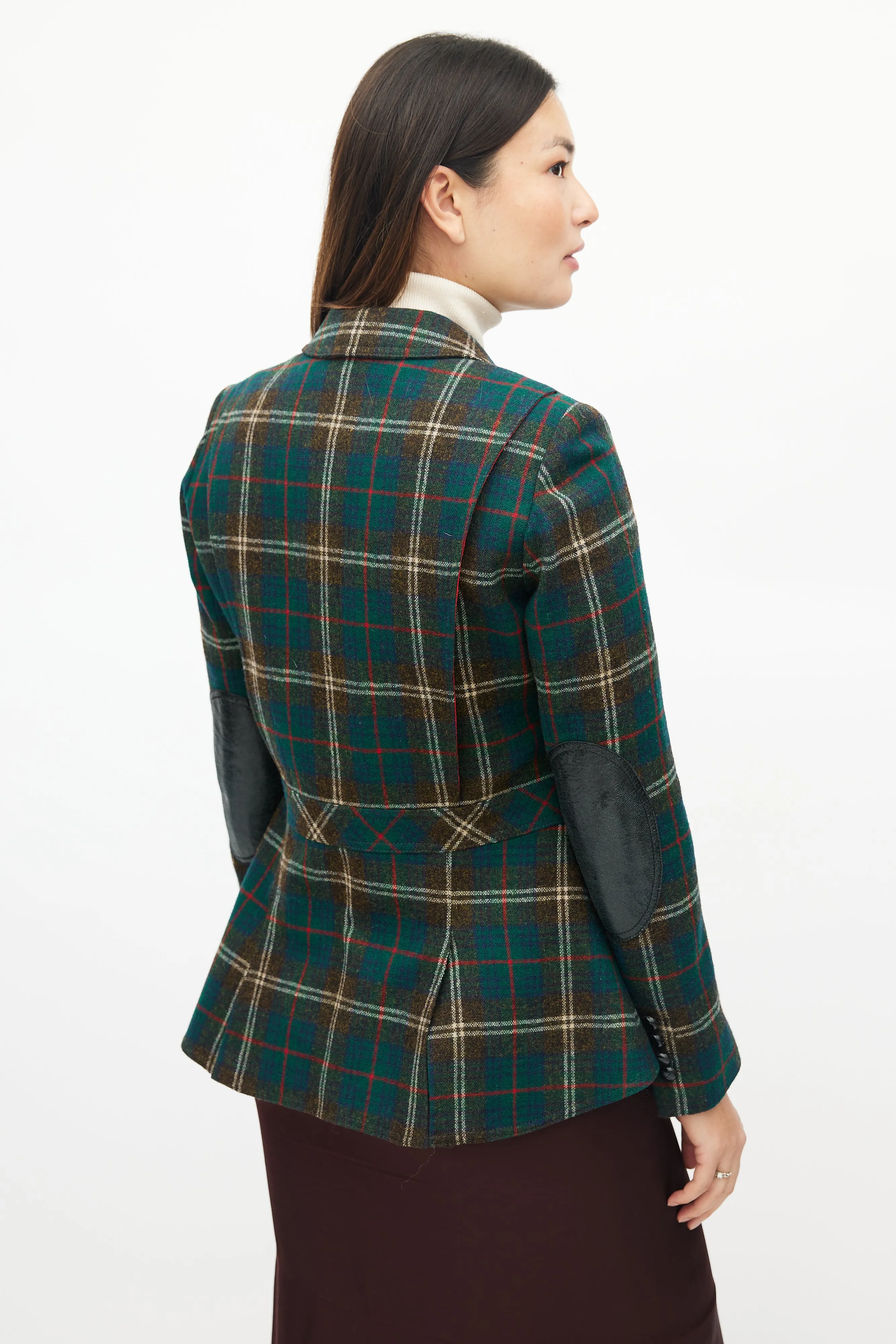 Green & Red Wool Plaid Blazer