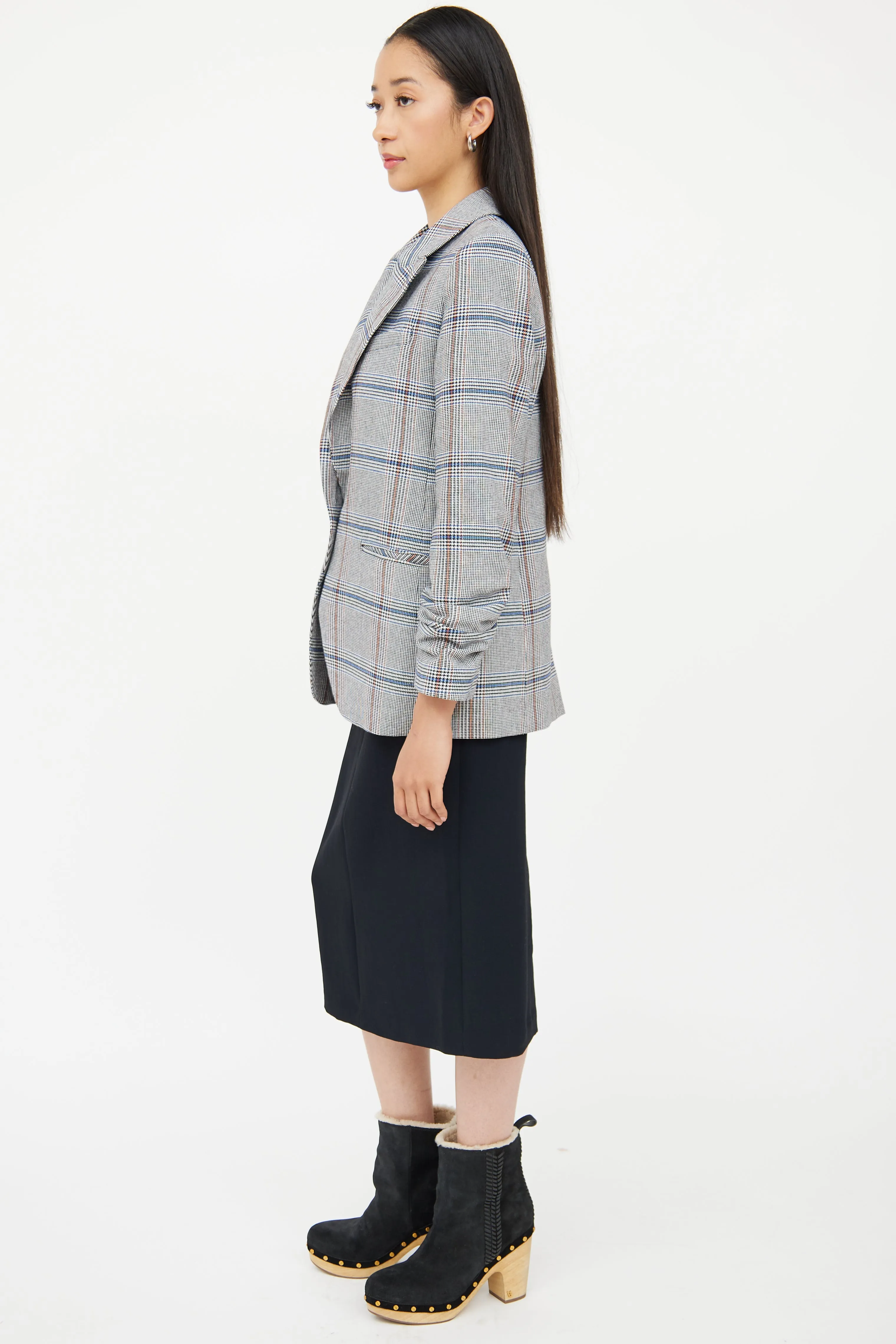 Grey & Multi Plaid Pocket Blazer