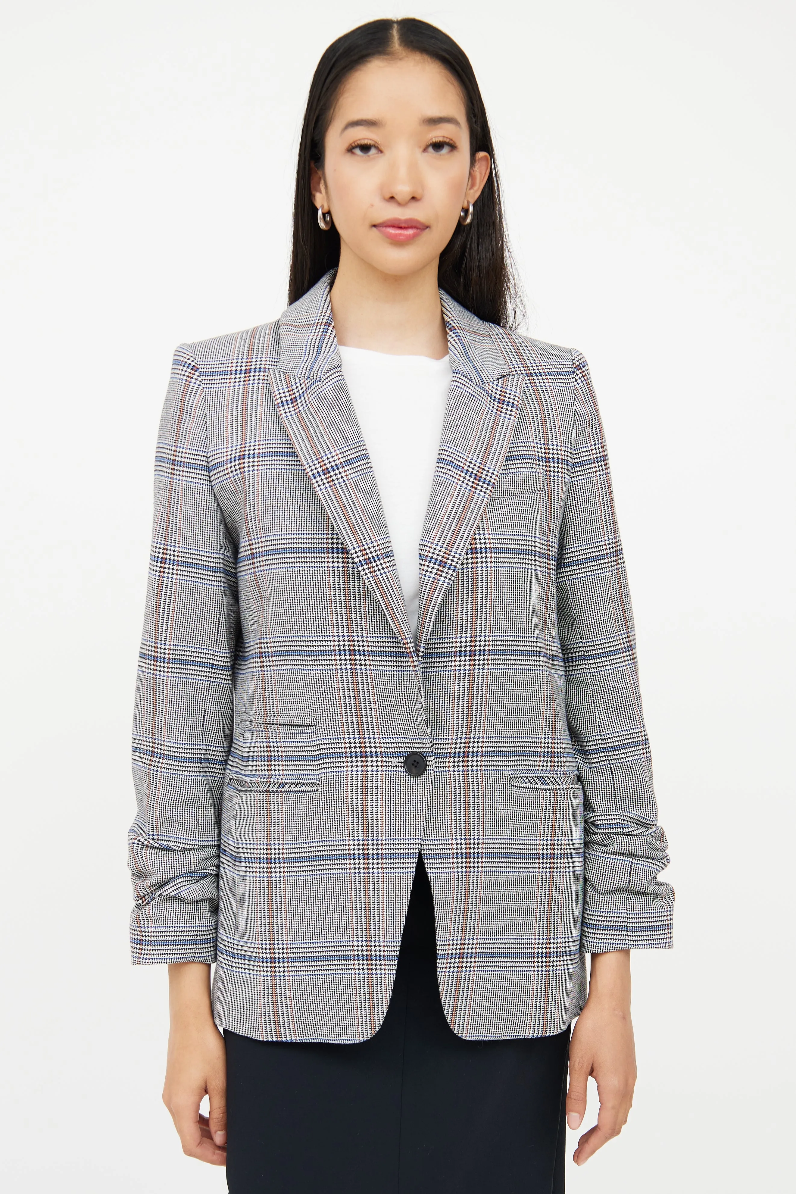 Grey & Multi Plaid Pocket Blazer