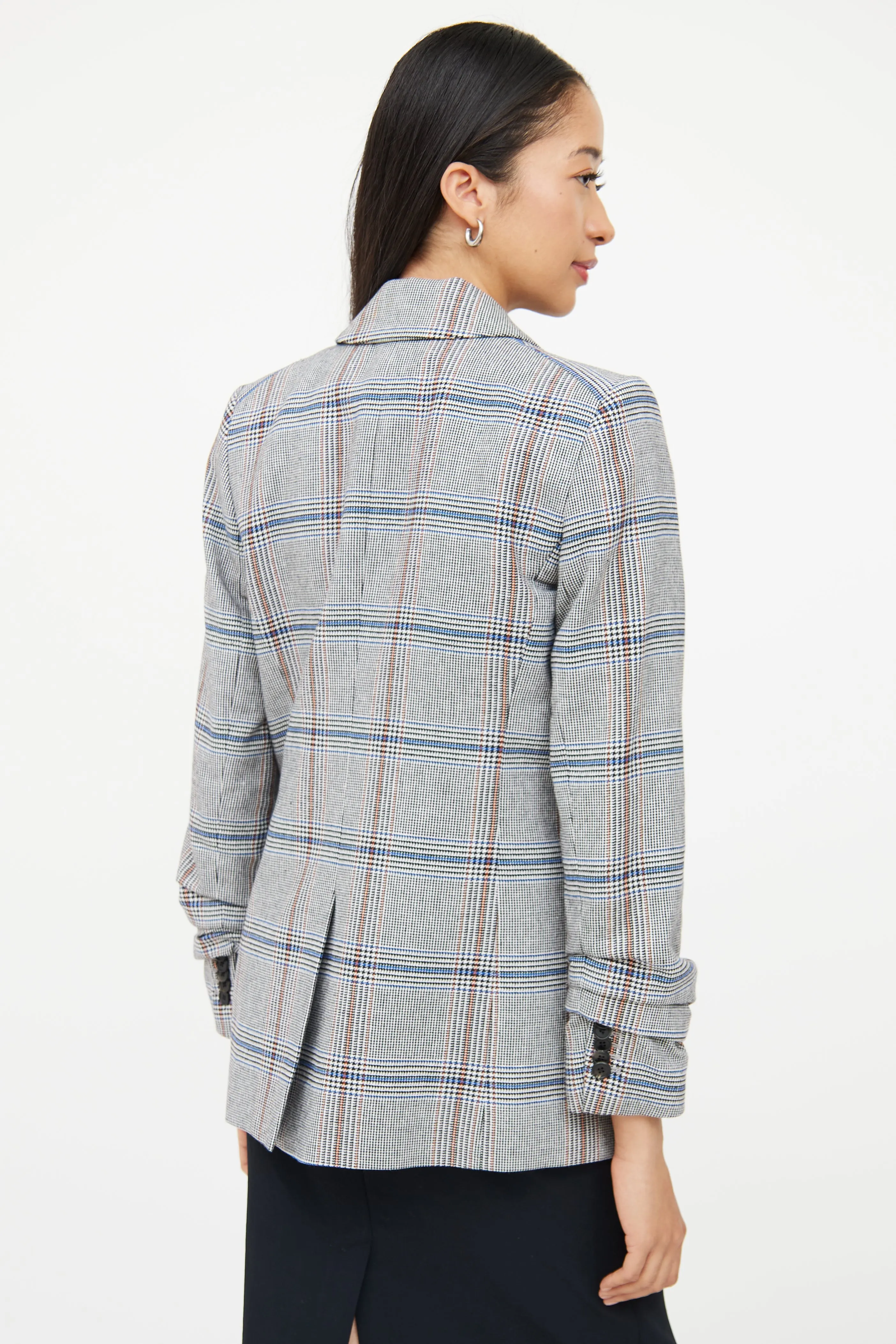 Grey & Multi Plaid Pocket Blazer