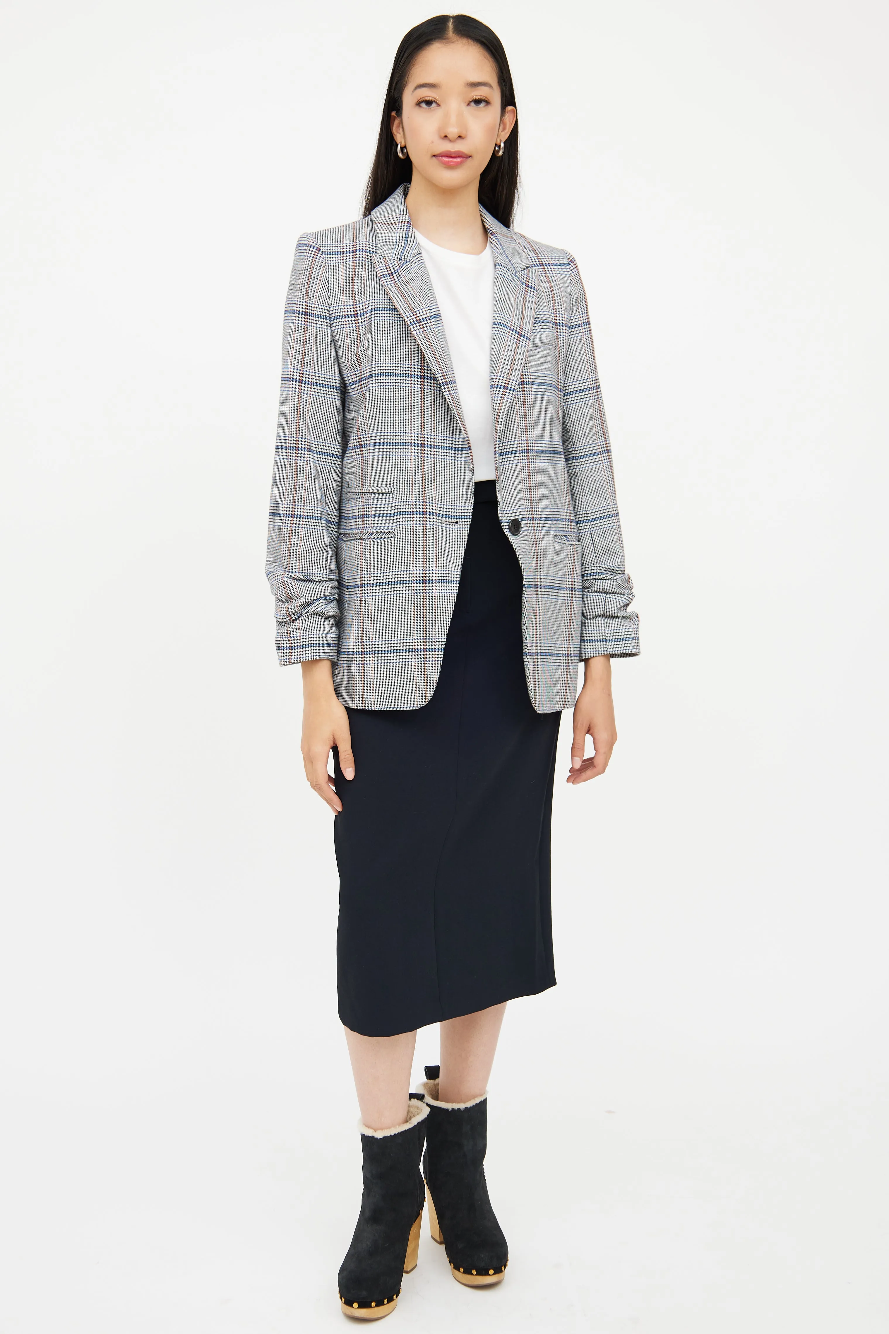 Grey & Multi Plaid Pocket Blazer