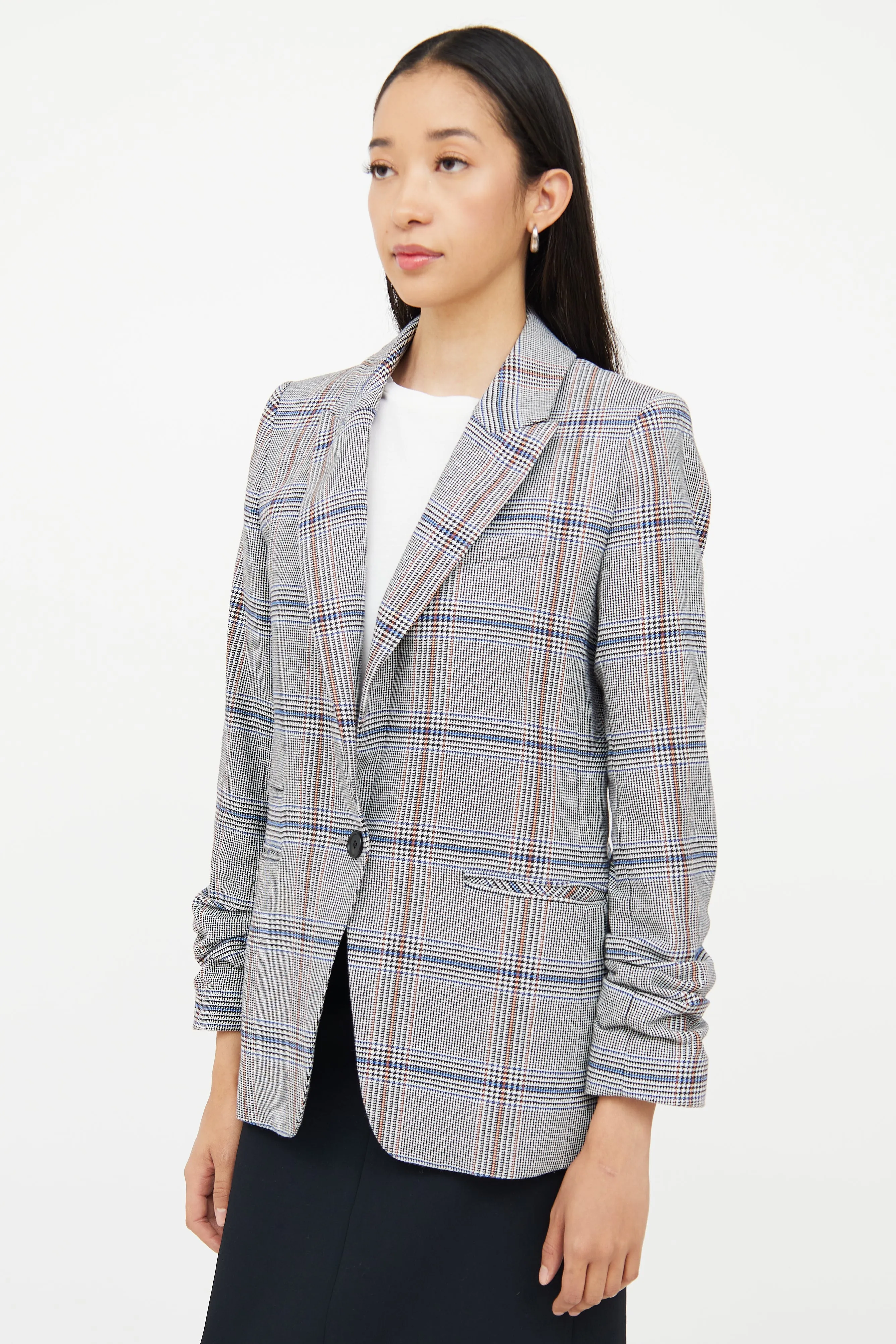 Grey & Multi Plaid Pocket Blazer
