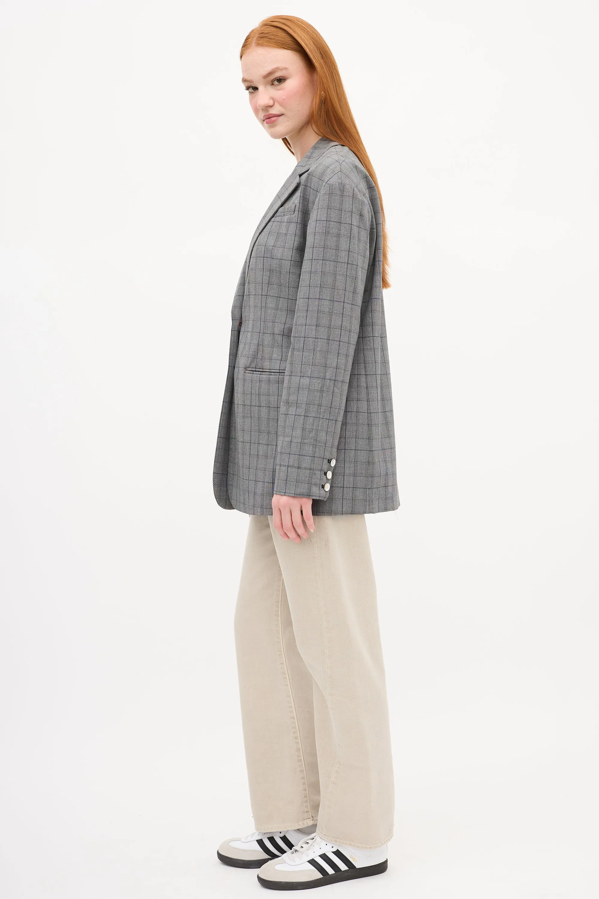 Grey & Navy Plaid Blazer