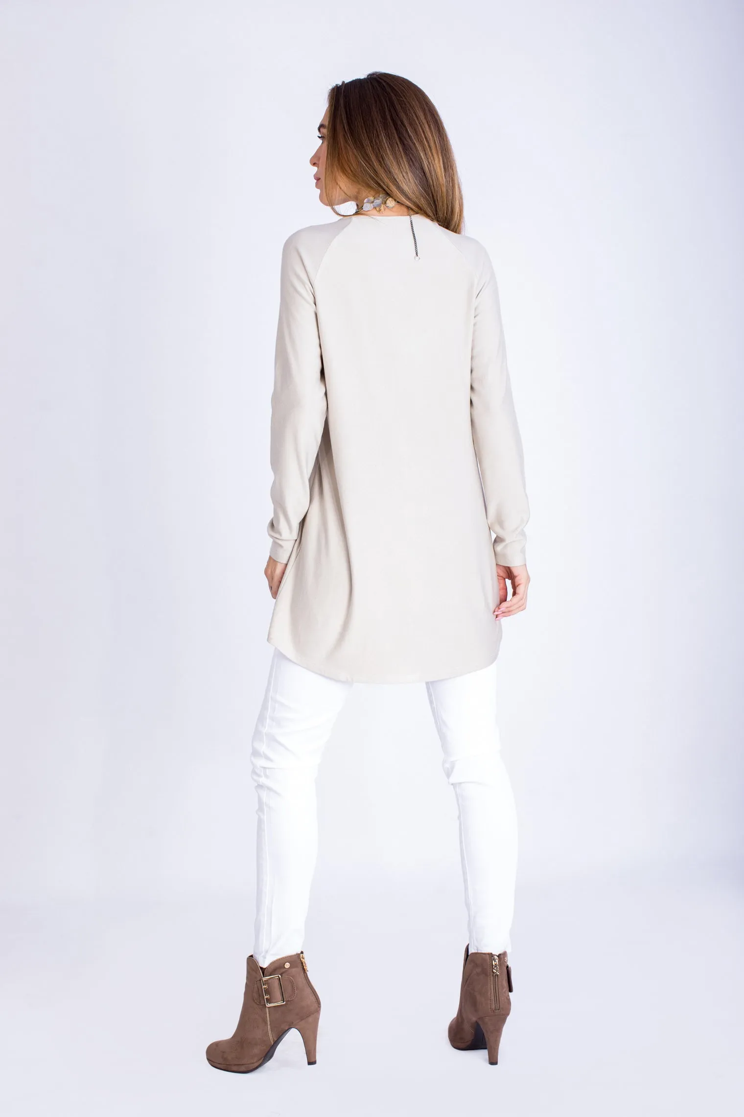 High Low Fitted Long Brushed Viscose Milton Top - BTW3