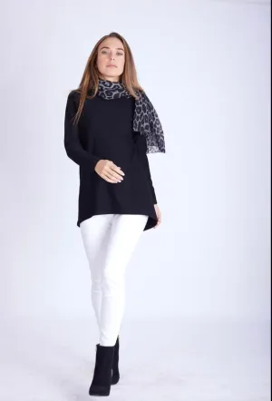 High Low Fitted Long Brushed Viscose Milton Top - BTW3