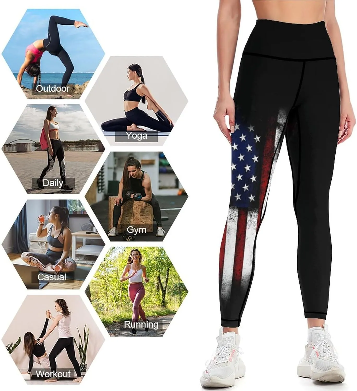High Waisted Yoga Pants for Women Tummy Control 4 Way Stretch Running Workout Leggings Athletic Yoga Pants