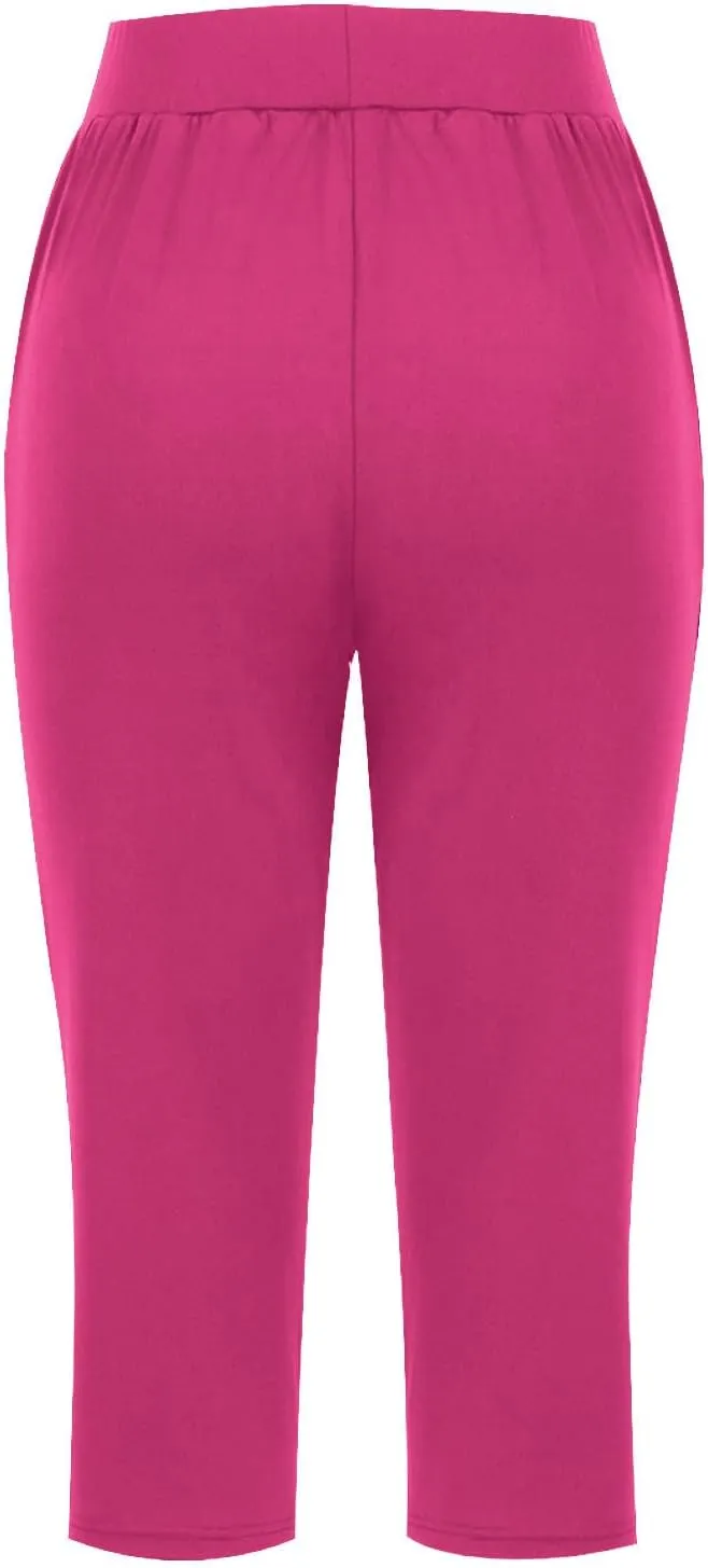 Hvyesh Capri Pants for Women Summer Business Casual Pull On Womens Capris with Pockets