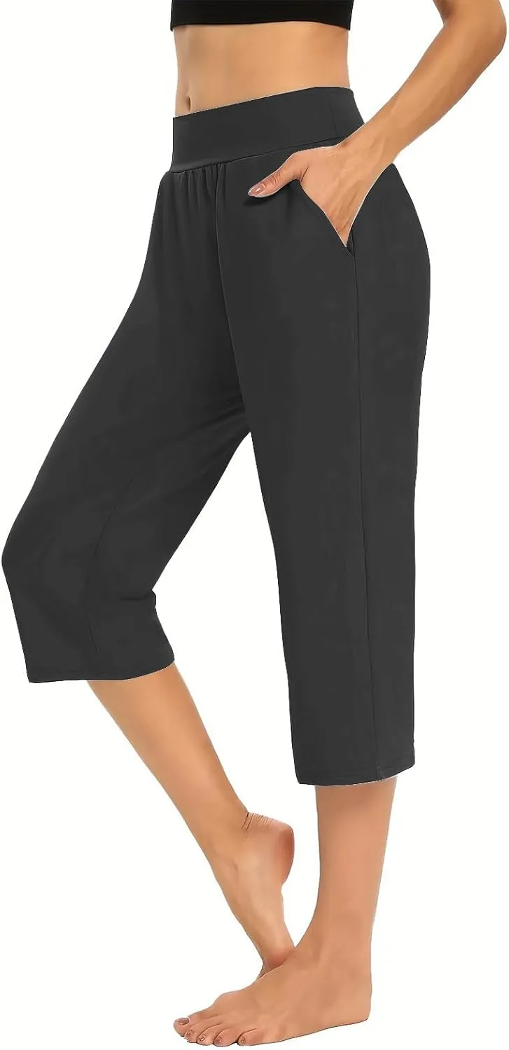 Hvyesh Capri Pants for Women Summer Business Casual Pull On Womens Capris with Pockets