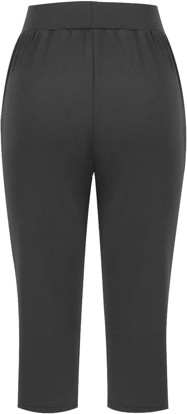 Hvyesh Capri Pants for Women Summer Business Casual Pull On Womens Capris with Pockets