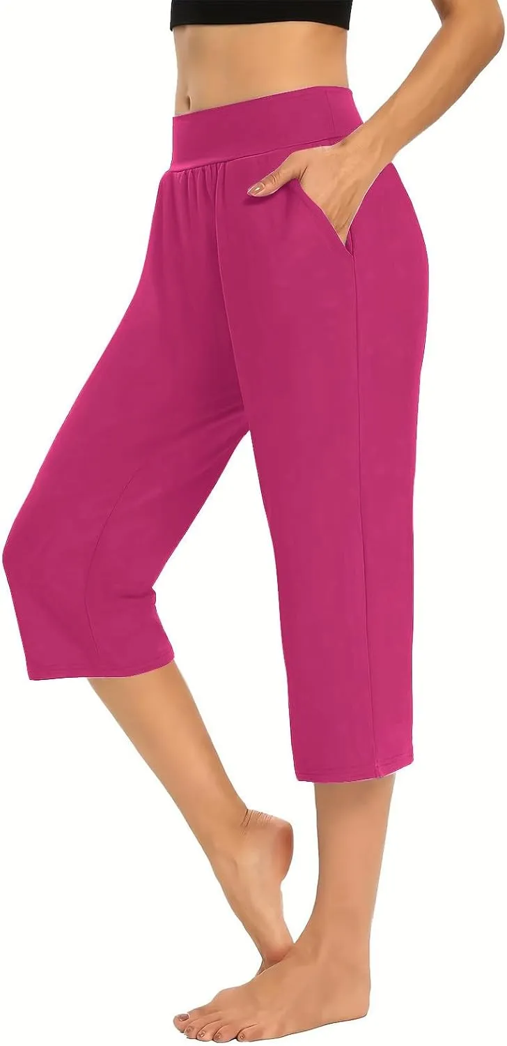 Hvyesh Capri Pants for Women Summer Business Casual Pull On Womens Capris with Pockets