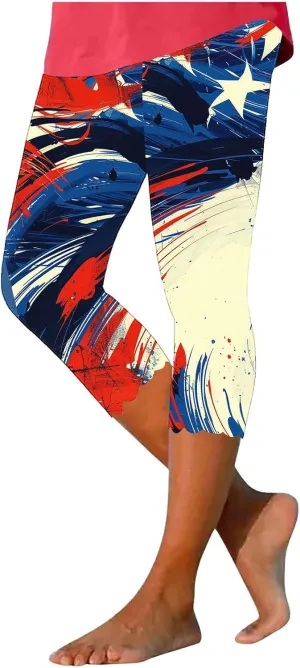 Hvyesh Womens Capris for Summer Clearance Capri Leggings for Women Stretchy Workout Yoga Casual Vacation Beach Pants