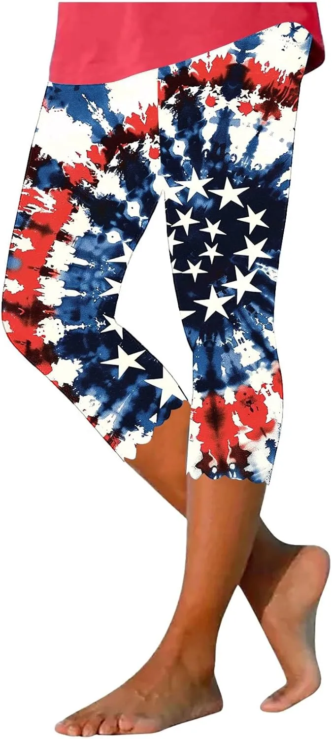 Hvyesh Womens Capris for Summer Clearance Capri Leggings for Women Stretchy Workout Yoga Casual Vacation Beach Pants