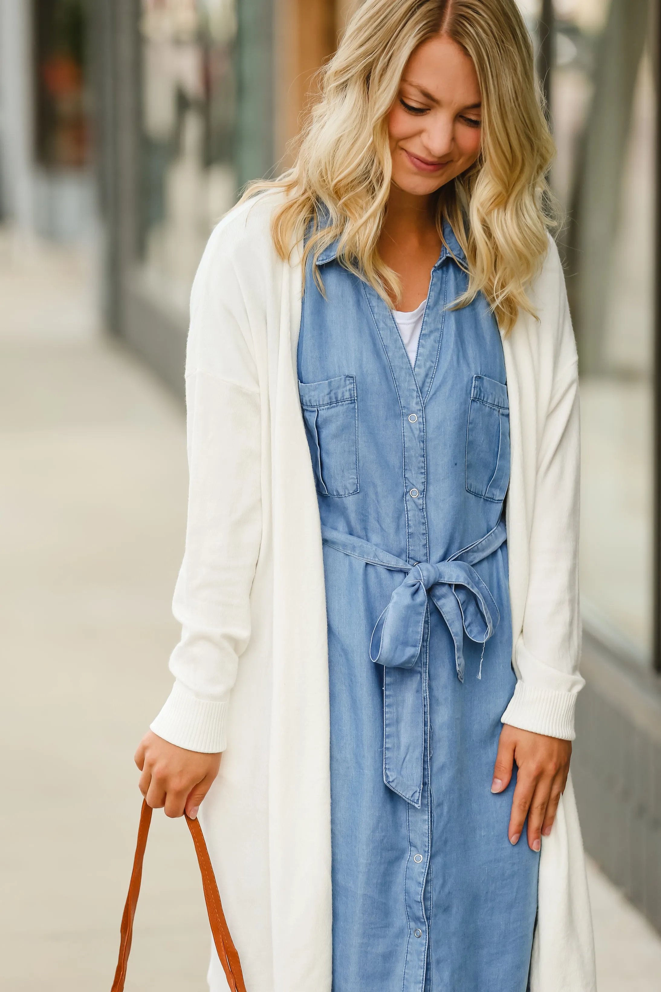 Ivory Open Front Long Cardigan - FINAL SALE