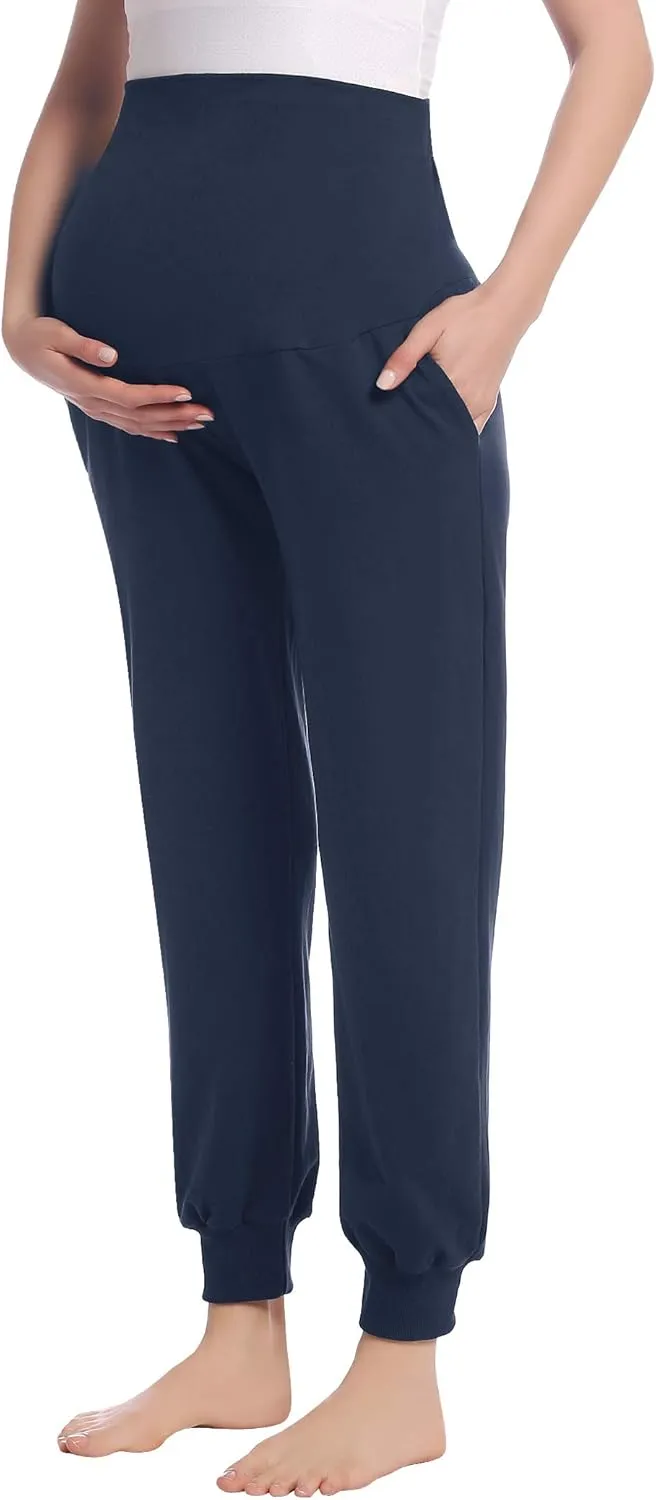 Joyaria Womens Maternity/Pregnancy Jogger Pants Over The Belly Sweatpants