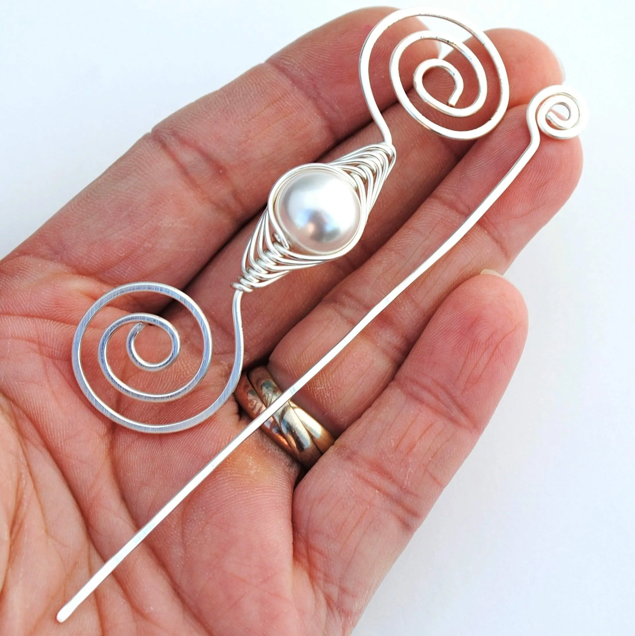 June Pearl Shawl Pin - Noteworthy Birthstone Silver