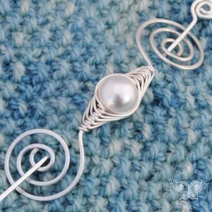 June Pearl Shawl Pin - Noteworthy Birthstone Silver
