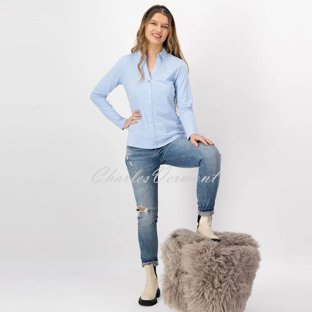 Just White Long Sleeve Blouse – Style J1303-400 (Light Blue)