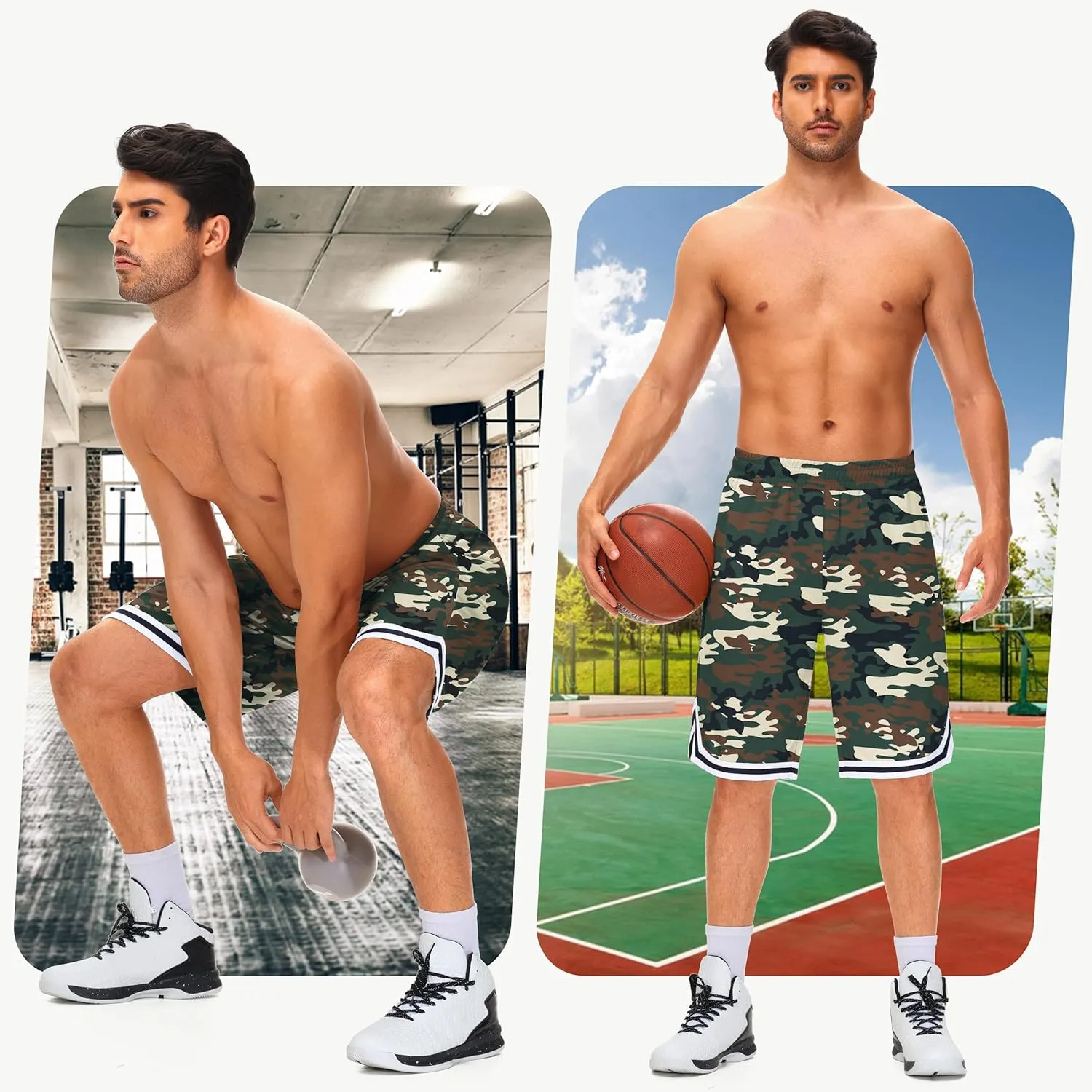 JWM Men's 11" Long Basketball Shorts - Below Knee Mesh Athletic Gym Workout Sport with Zip Pockets Quick Dry Lightweight