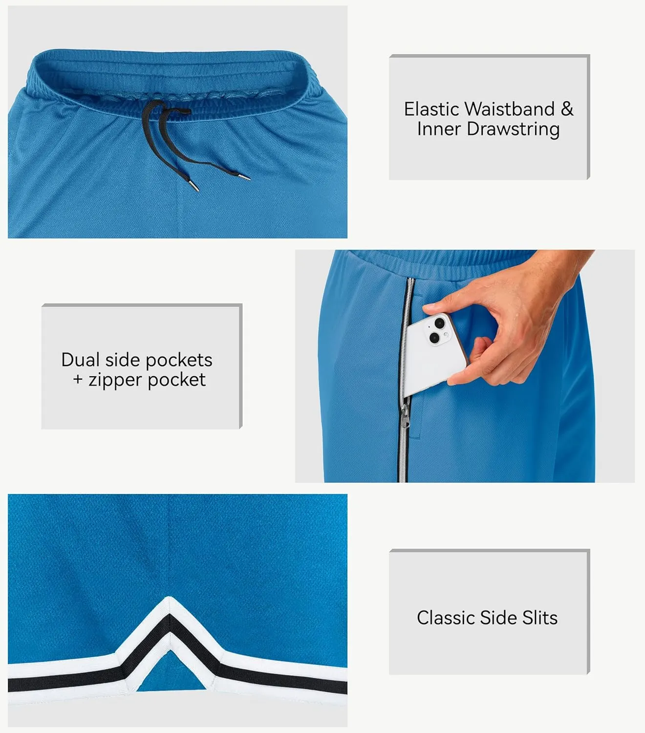 JWM Men's 11" Long Basketball Shorts - Below Knee Mesh Athletic Gym Workout Sport with Zip Pockets Quick Dry Lightweight