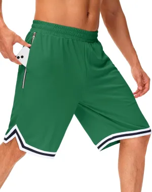 JWM Men's 11" Long Basketball Shorts - Below Knee Mesh Athletic Gym Workout Sport with Zip Pockets Quick Dry Lightweight