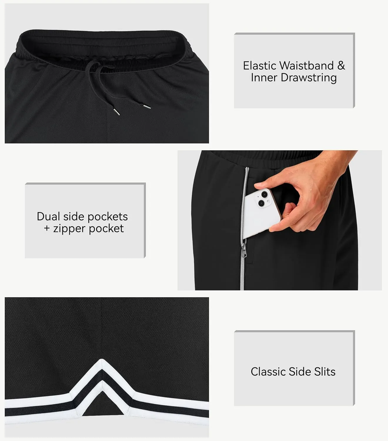 JWM Men's 11" Long Basketball Shorts - Below Knee Mesh Athletic Gym Workout Sport with Zip Pockets Quick Dry Lightweight