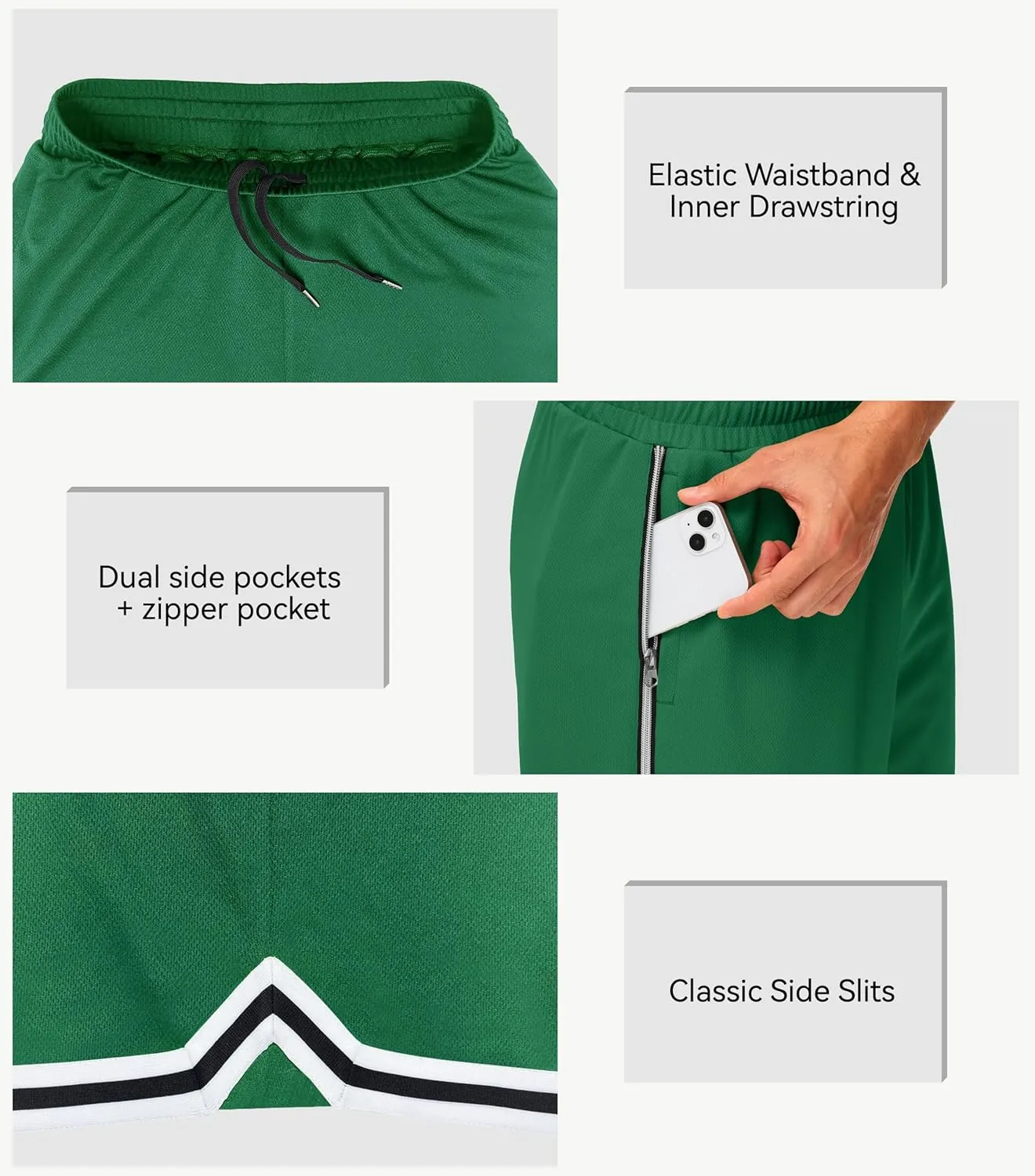JWM Men's 11" Long Basketball Shorts - Below Knee Mesh Athletic Gym Workout Sport with Zip Pockets Quick Dry Lightweight