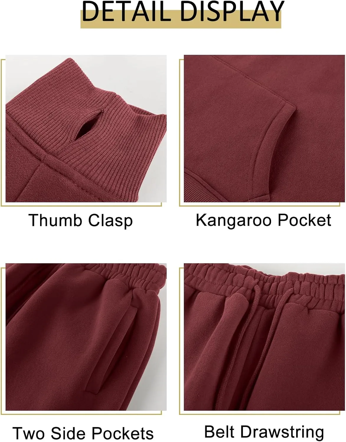 Kissonic Women's Fleece Jogger Sets 2 Pieces Sweatsuits Outfits Crop Top Hoodies Jogger Pants