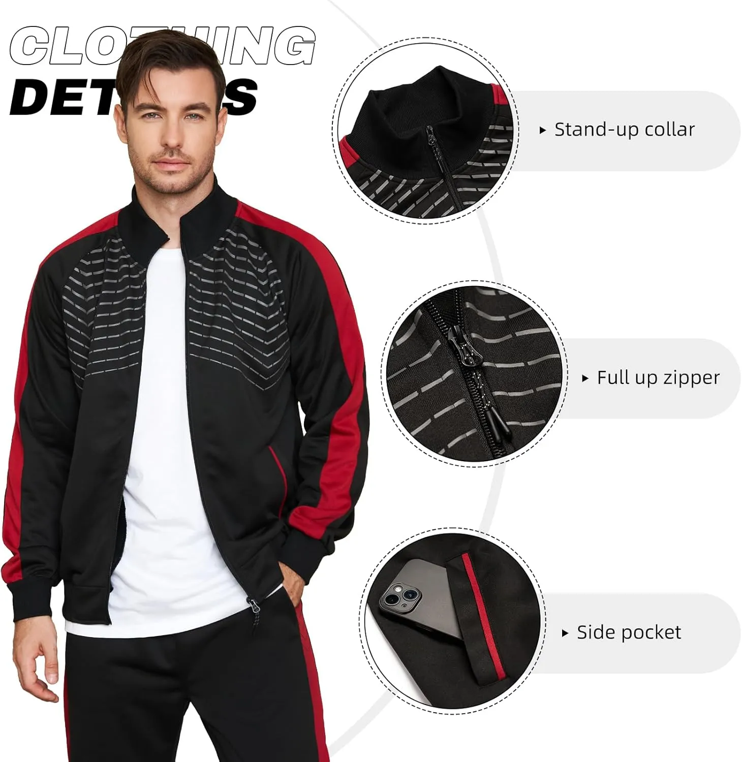 LBL Leading the Better Life Men's Sweat Suit 2 Piece Outfit Casual Contrast Sports Jogging Tracksuits Set